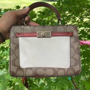 NWT Coach Mini Lane Top Handle In Colorblock Signature Canvas & Leather gift
